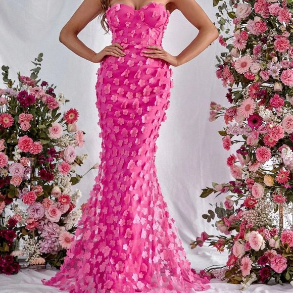 . Dresses & Skirts - Pink Preppy Womens Mesh Tube Formal Dress